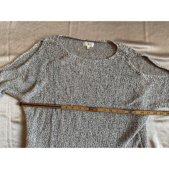 LOU&GRAY WOMAN'S Gray Grey SWEATER‎ 3/4 SLEEVE BOAT NECK CROCHET SIZE Medium - Picture 8 of 10